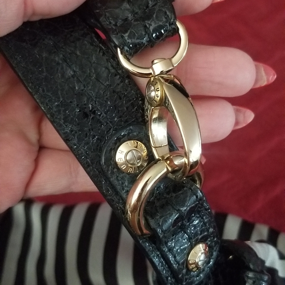 Henri Bendel Striped Sateen And Leather Hobo Convertible Crossbody- Large - Picture 13 of 13